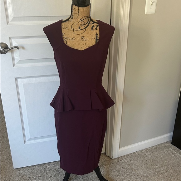 White House/Black Market Dresses & Skirts - Elegant Purple Peplum Midi Dress